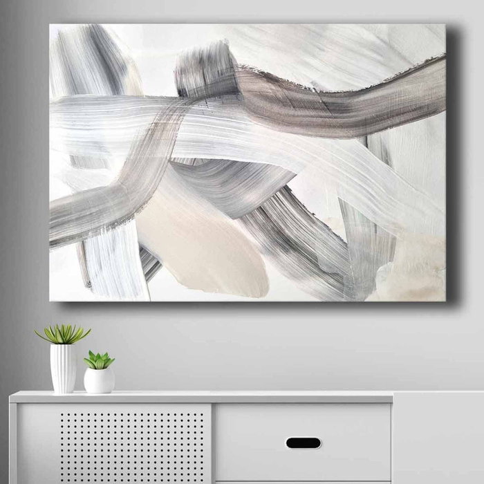 Wallity Lienzo Decorativo 70x100 cm Beige, Blanco y Negro
